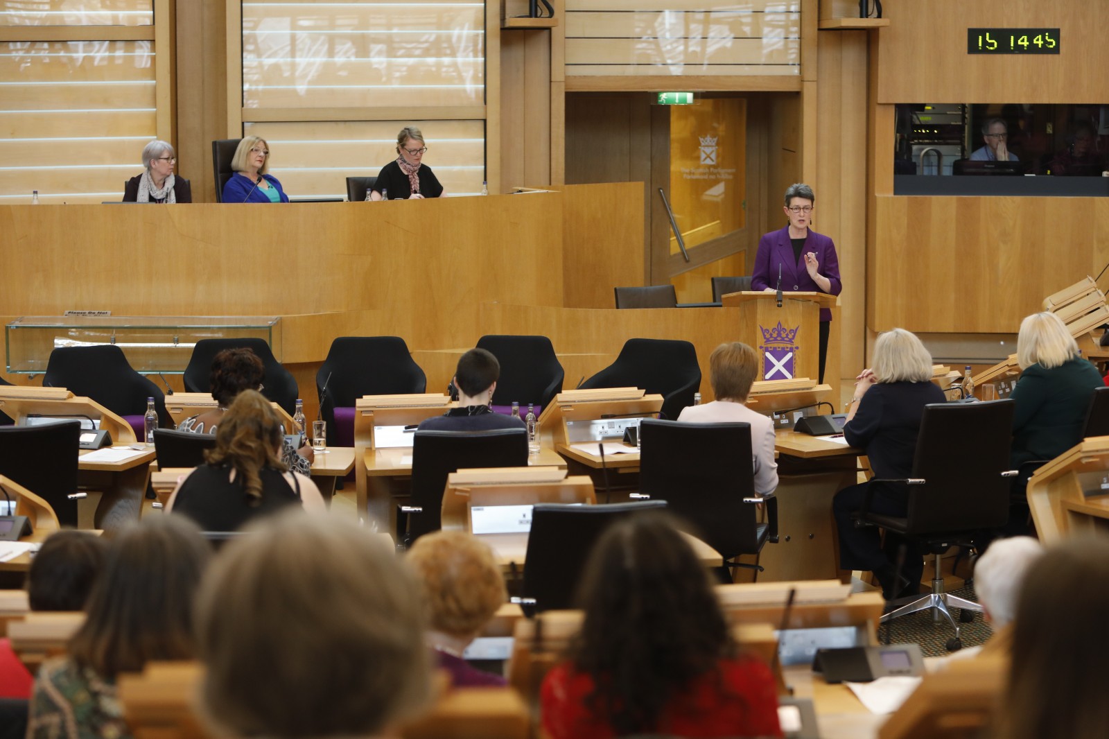 Ann Henderson, Rector, Edinburgh University speaking in the chamber of the Scottish Parliament during the plenary session to mark International Women's Day 2020 07 March 2020. Pic - Andrew Cowan/Scottish Parliament