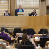 Deputy Presiding Officer Linda Fabiani MSP welcomes delegates to the chamber of the Scottish Parliament during the plenary session to mark International Women's Day 2020 07 March 2020. Pic - Andrew Cowan/Scottish Parliament